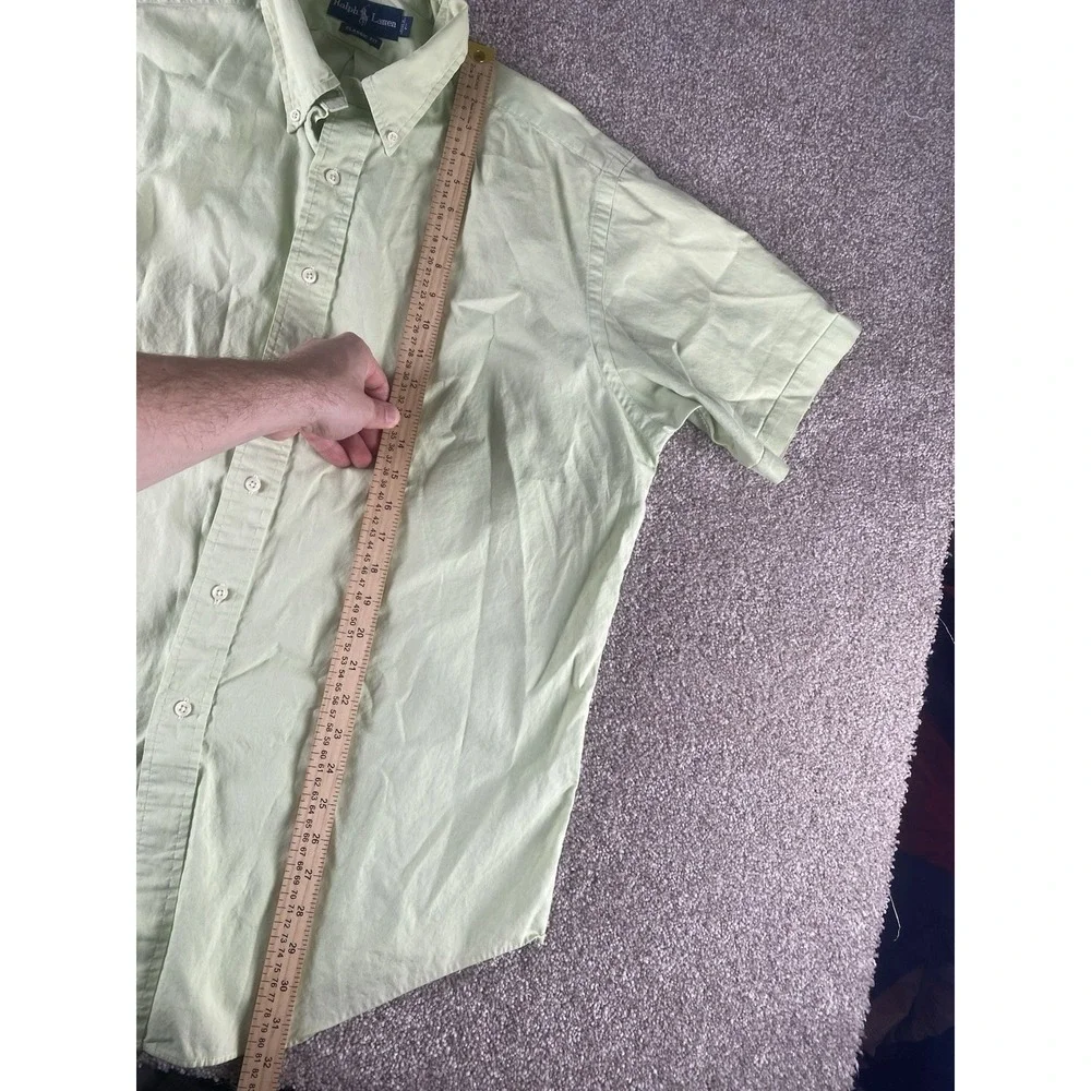 Polo Ralph Lauren Pastel Green Solid Button Down Mens L (Fits Relaxed) Pink Pony